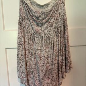 Torrid Paisley Print Midi Skirt in Soft Pink and Gray